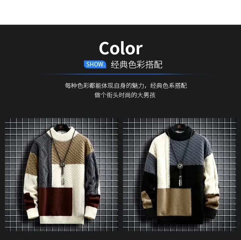 2024 New Autumn Pullover Men's Sweater O-neck Long Sleeve Warm Slim Sweaters Man Casual Fashion Sweater Men Clothing