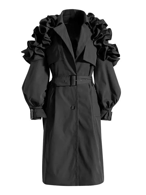 All the Frills- Ruffles Trench Coat- Regular Size