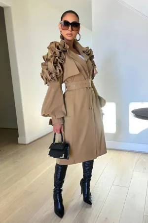 All the Frills- Ruffles Trench Coat- Regular Size