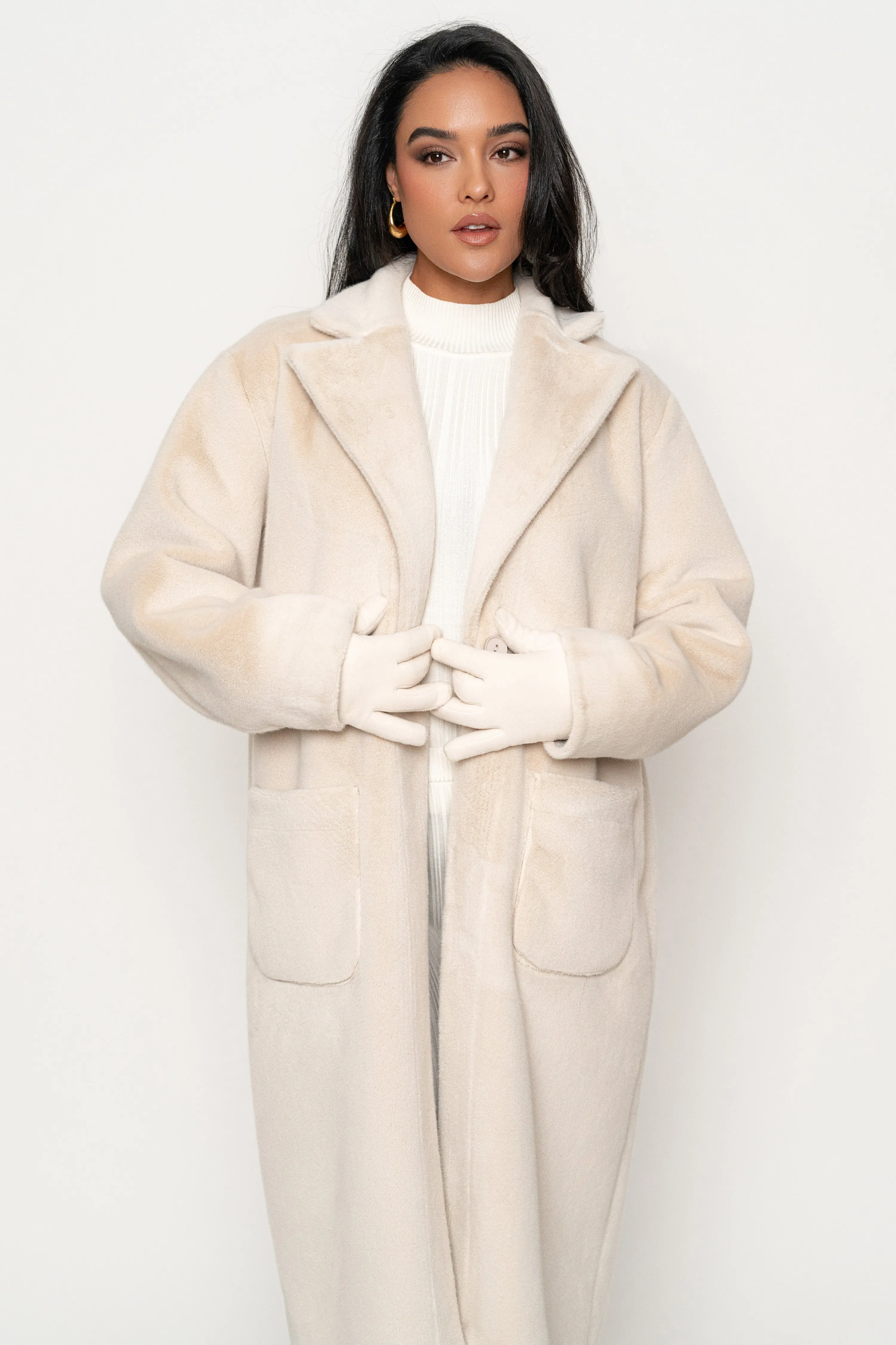 Beige Thelma Reversible Suede Coat