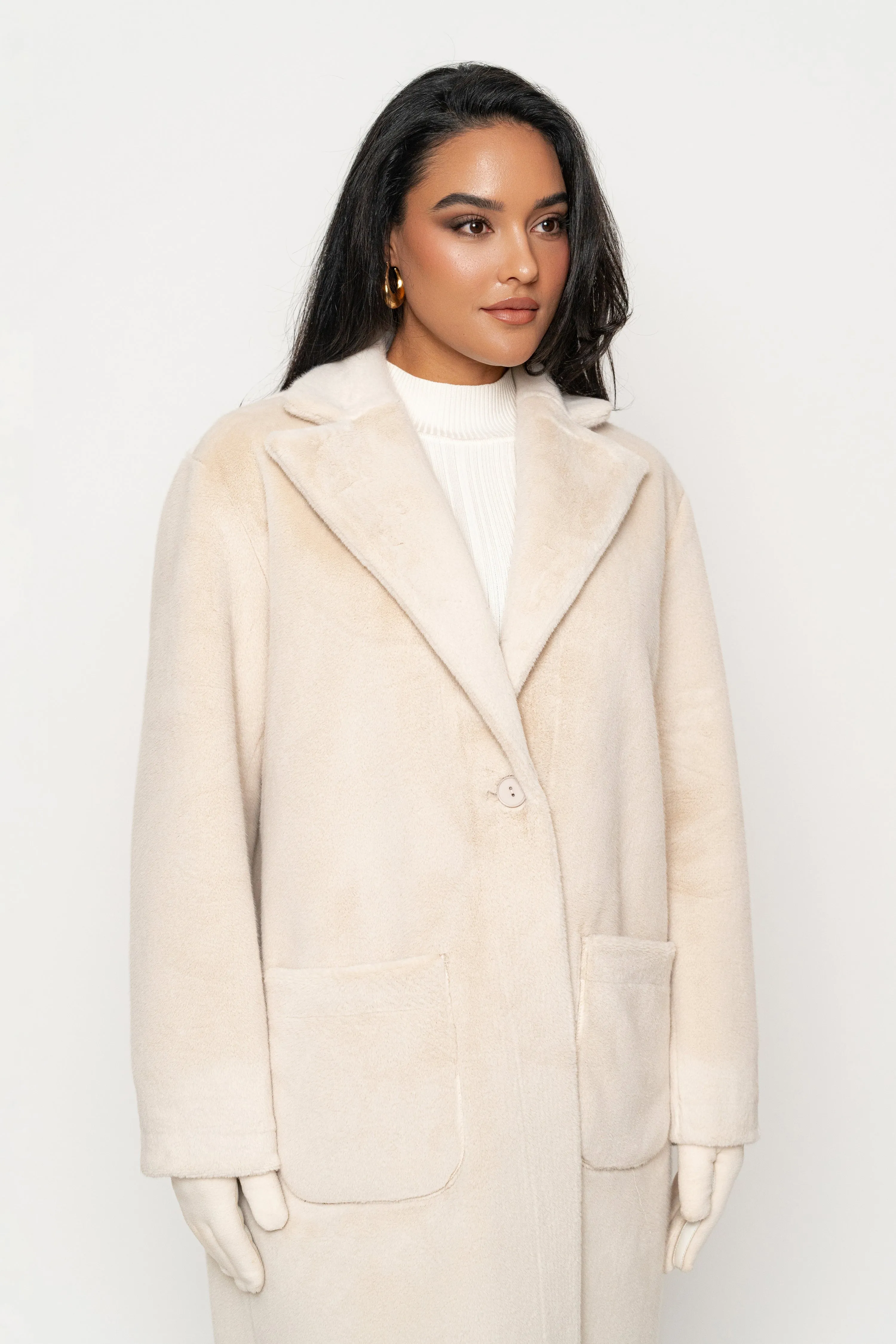 Beige Thelma Reversible Suede Coat