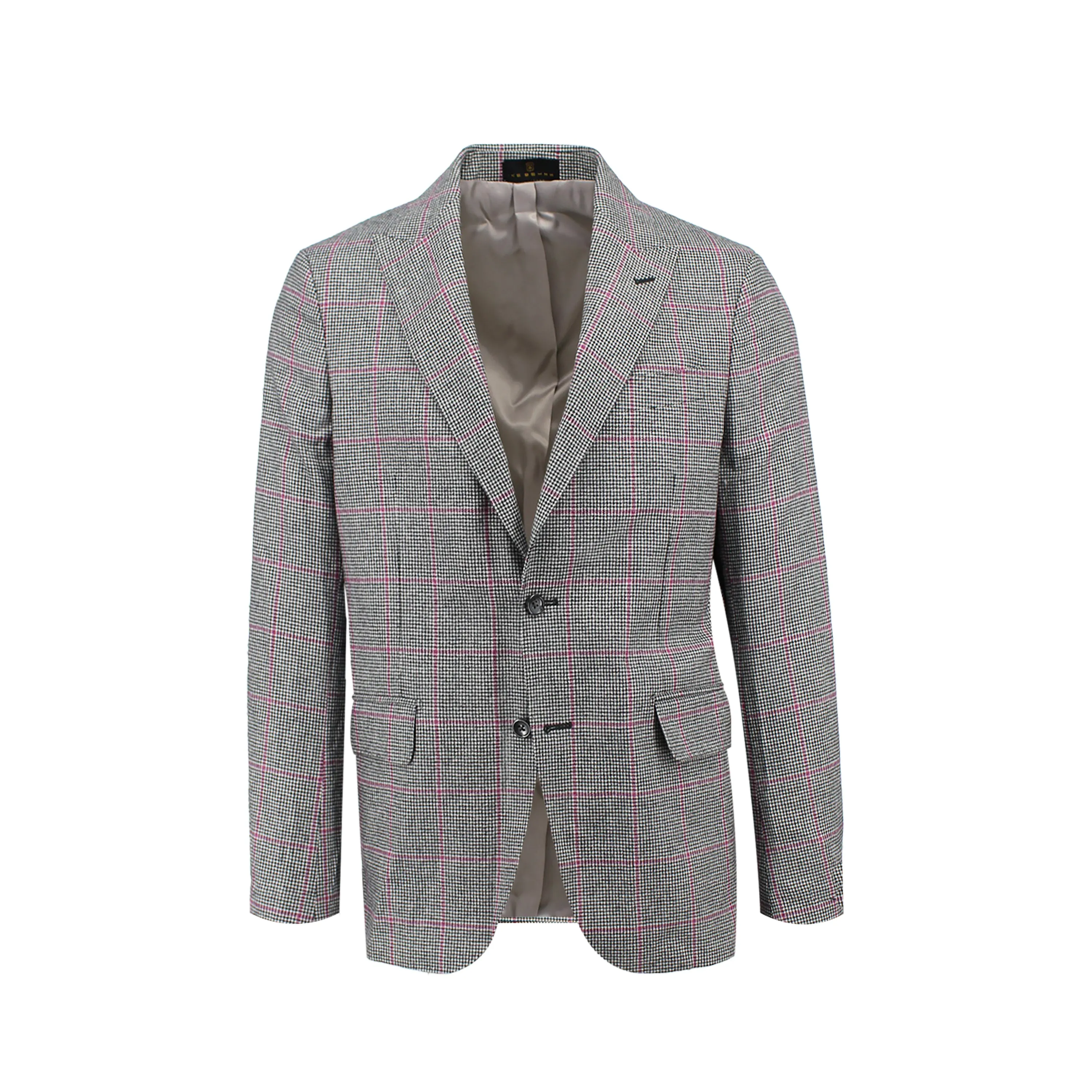 Black Houndstooth with Pink Window Pane Sport Coat