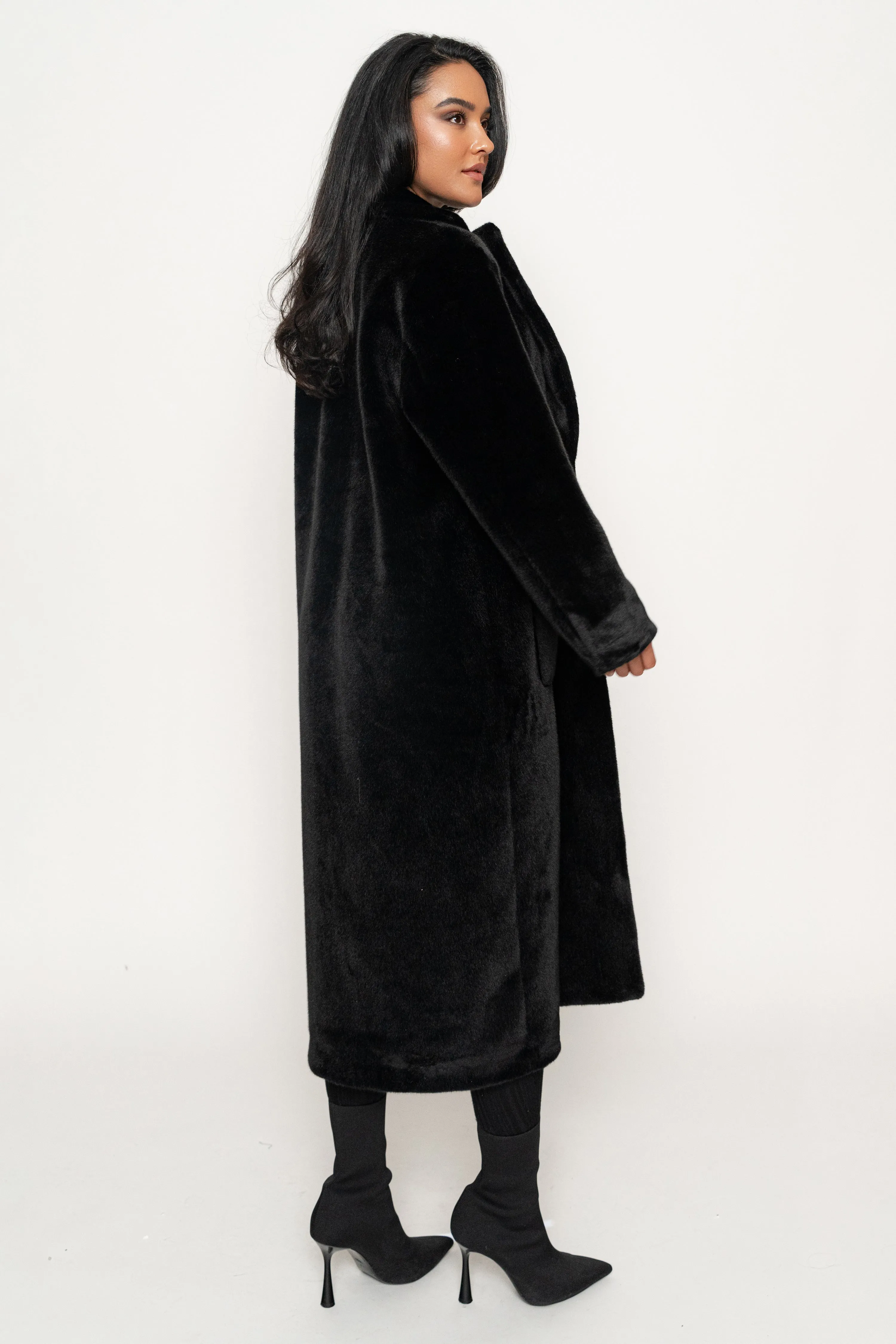 Black Thelma Reversible Suede Coat