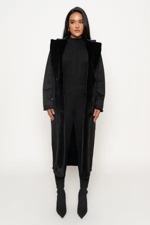 Black Thelma Reversible Suede Coat