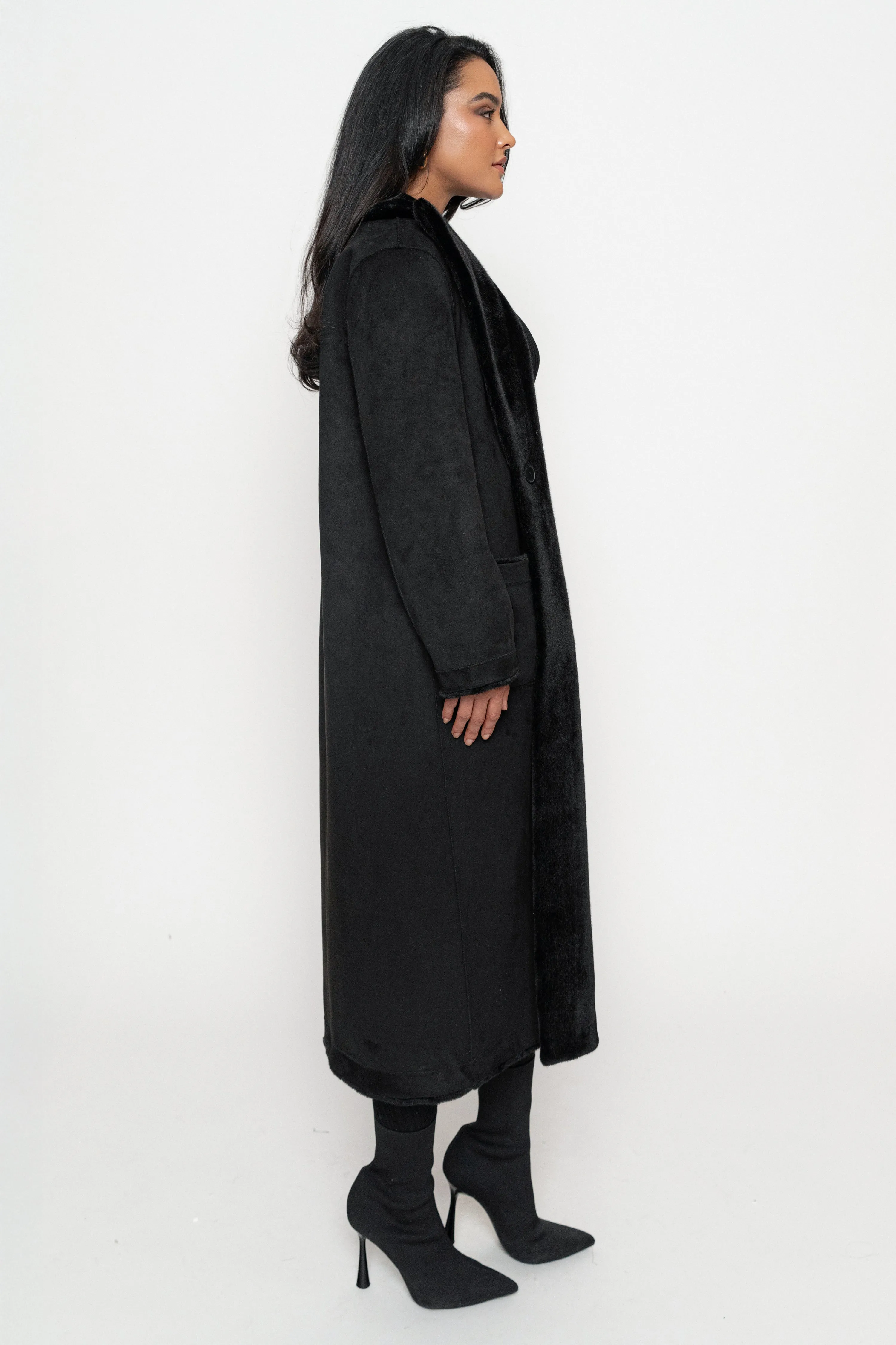 Black Thelma Reversible Suede Coat