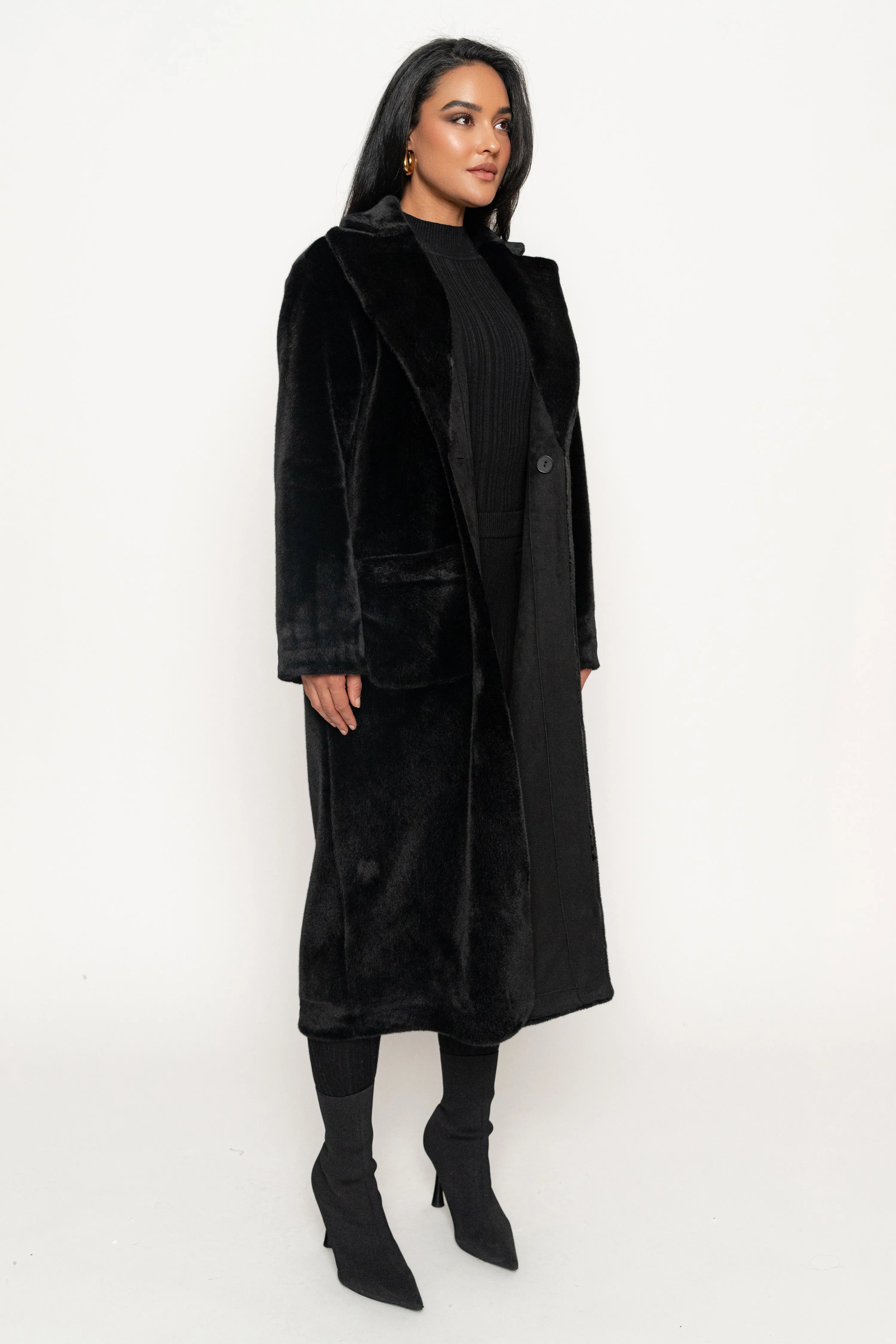 Black Thelma Reversible Suede Coat