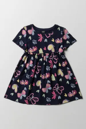 Butterfly T-Shirt Dress Navy