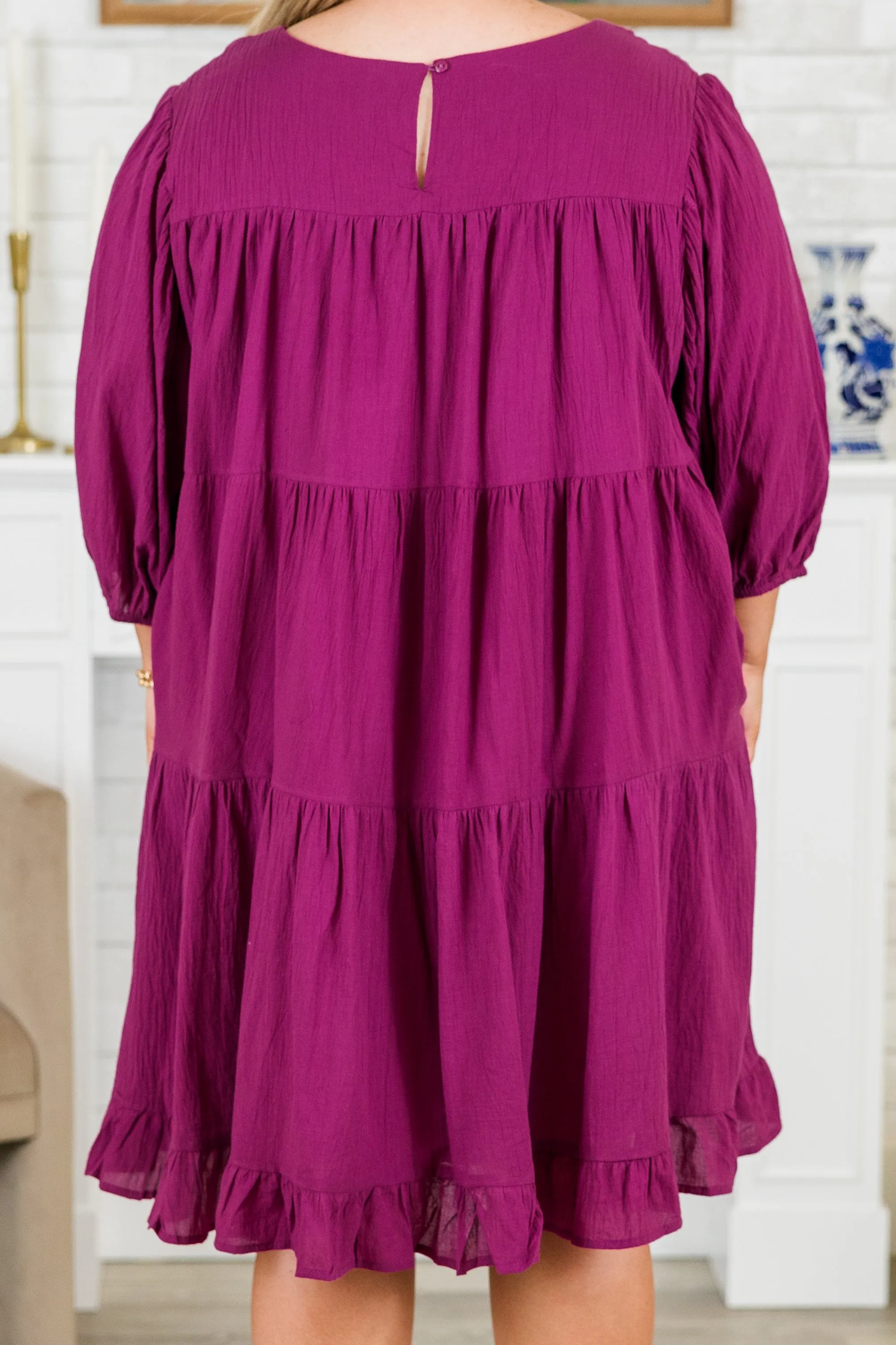 Candlelit Chats Dress, Plum