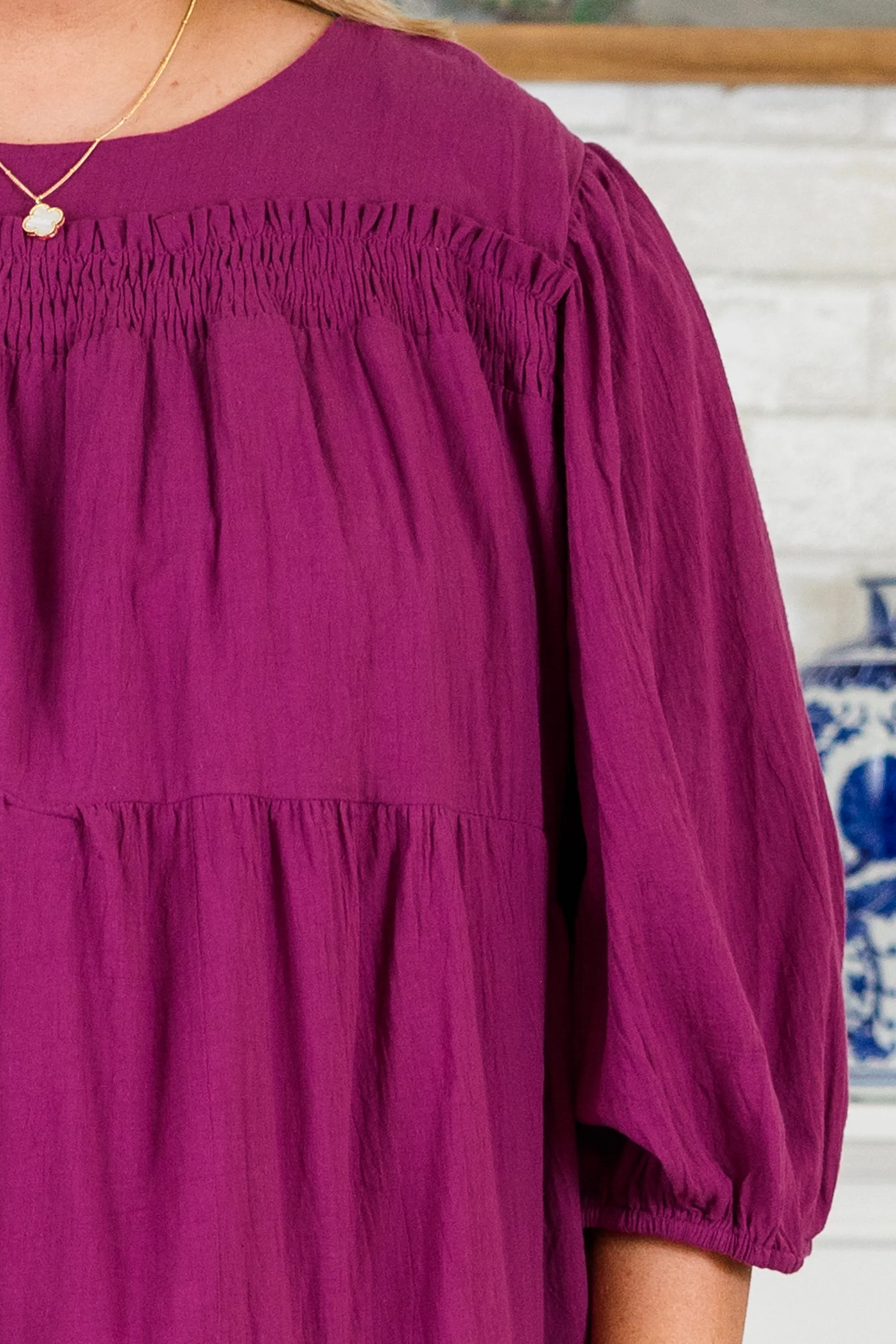 Candlelit Chats Dress, Plum