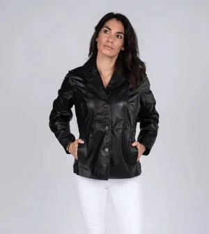 Capri Women's Premium Lambskin 3-Button Leather Jacket