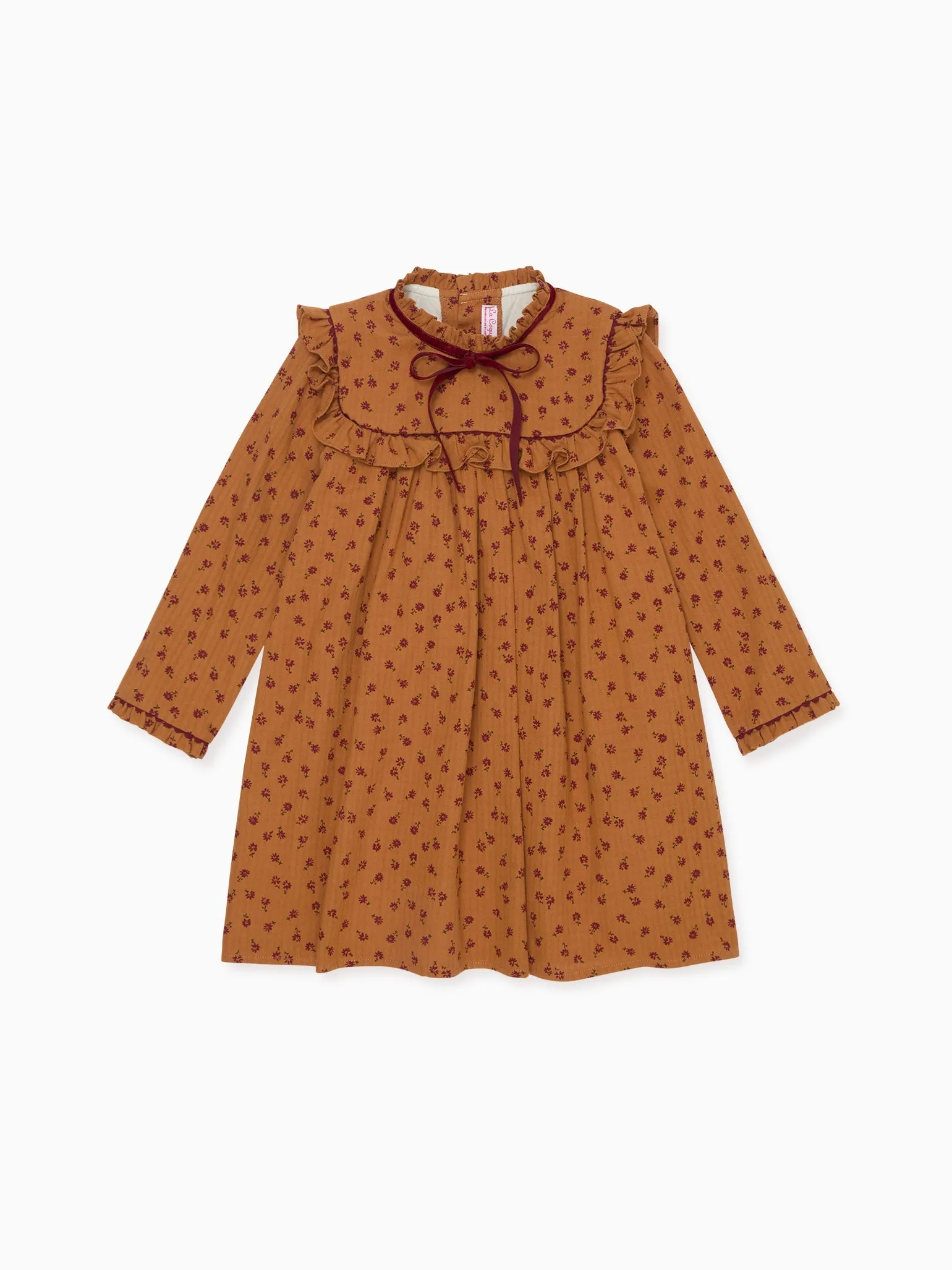 Caramel Floral Vela Girl Empire Dress