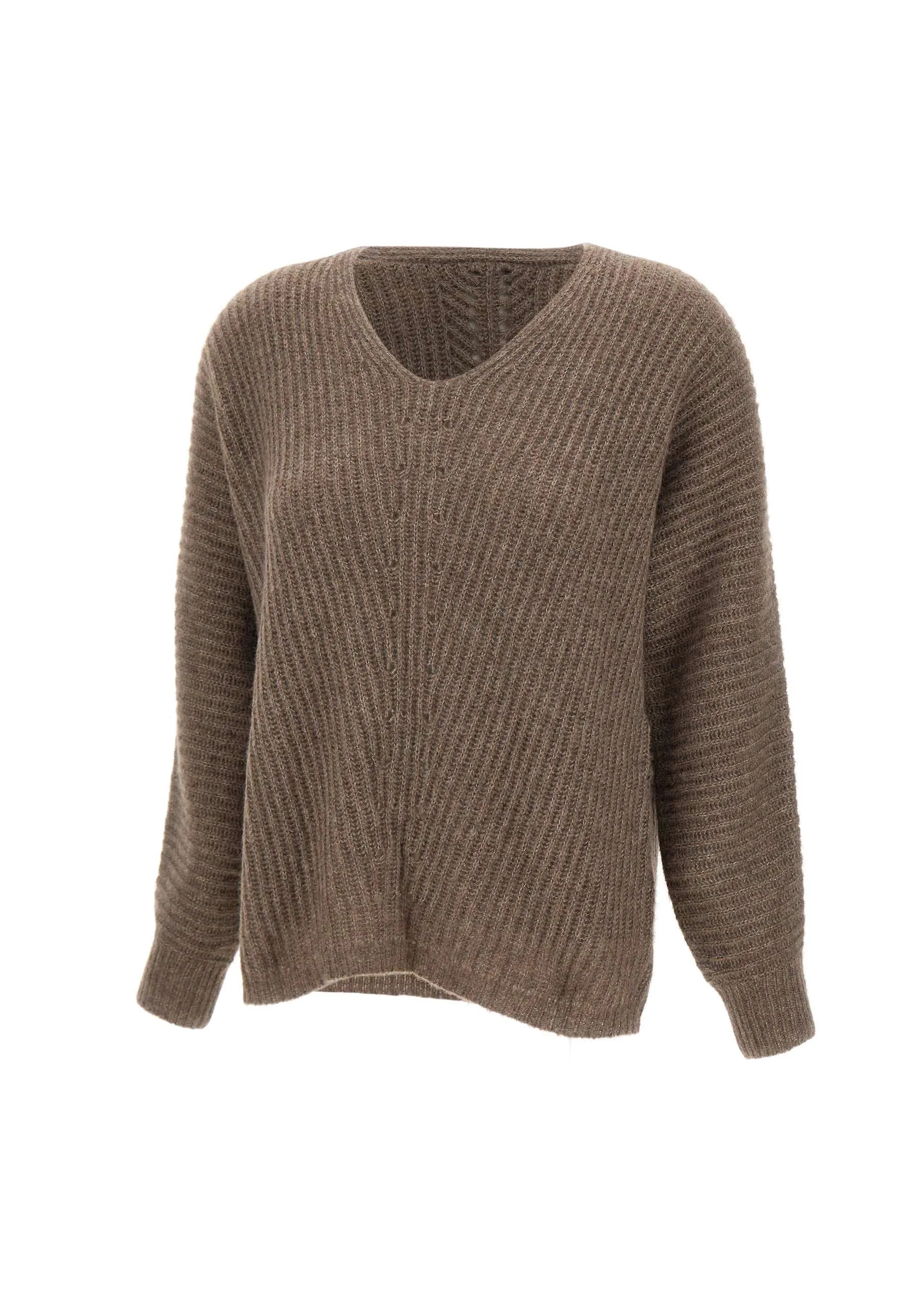 Cashmere Silk V-Neck Sweater in Dove Grey