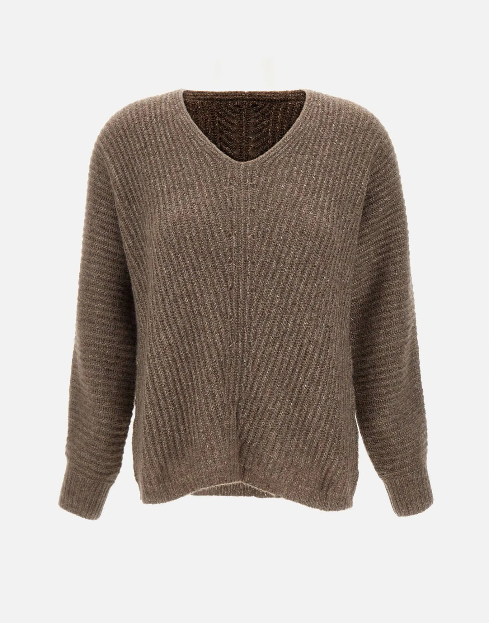 Cashmere Silk V-Neck Sweater in Dove Grey