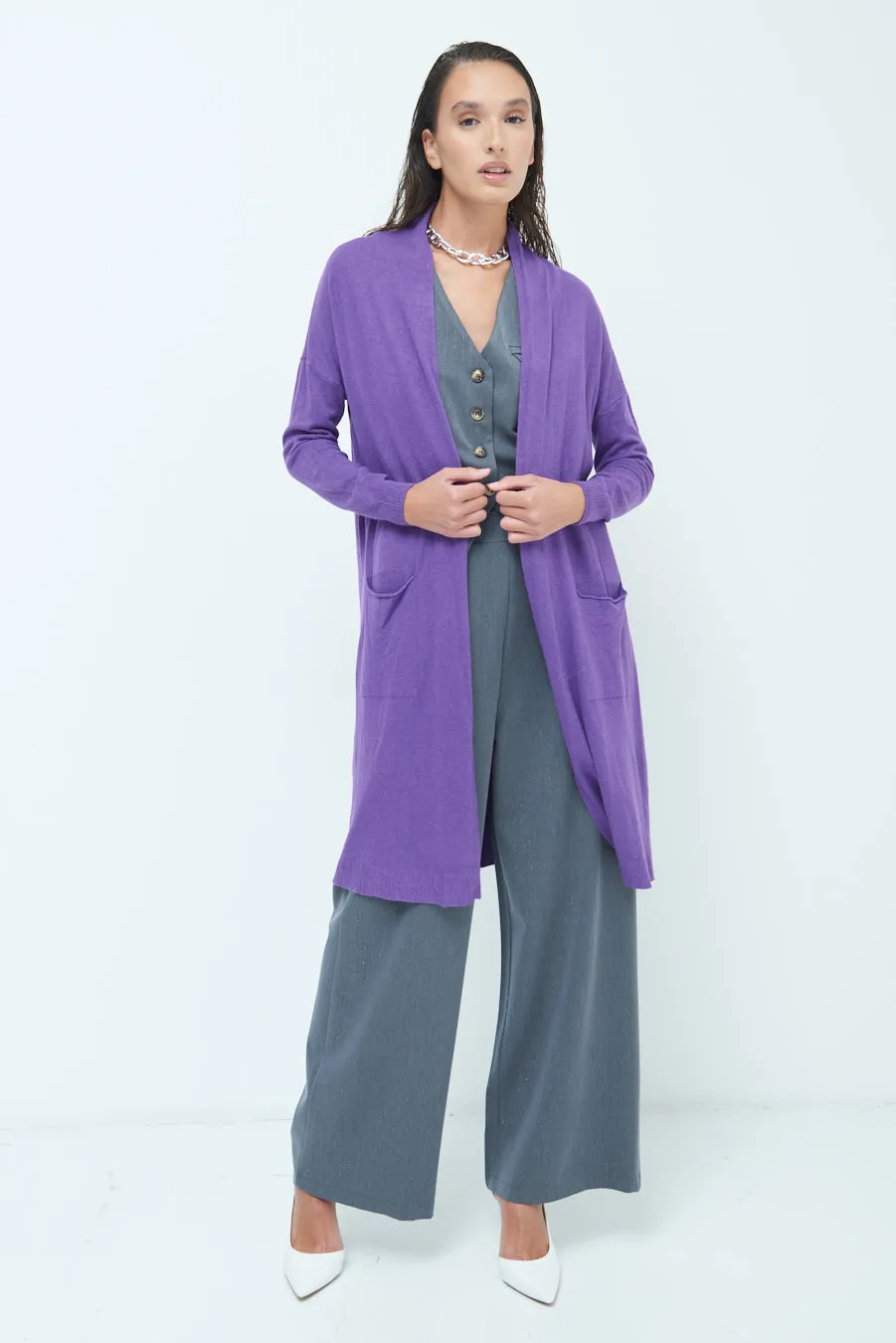 Cozy longline open-front cardigan wholesale