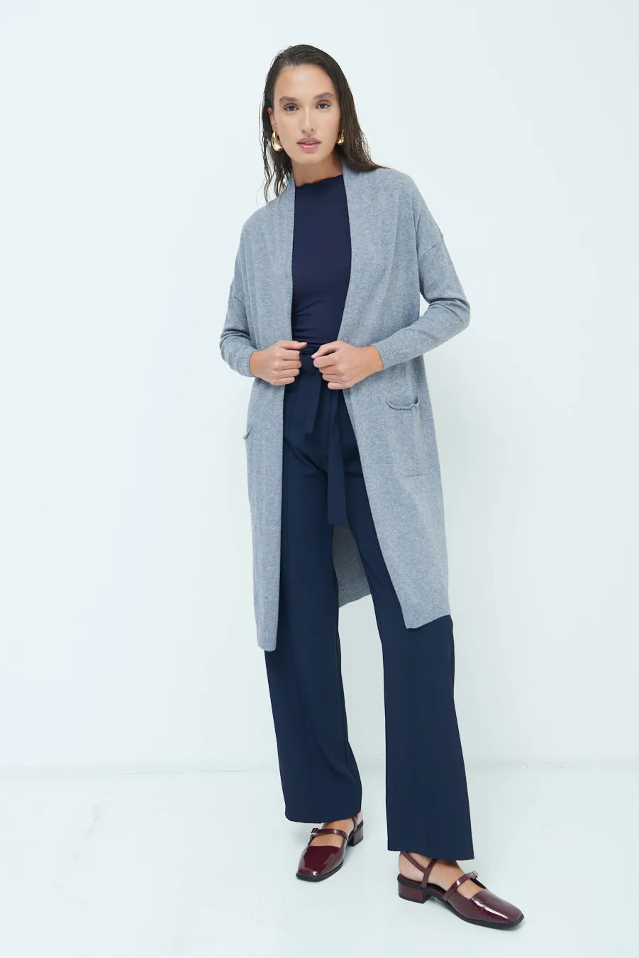 Cozy longline open-front cardigan wholesale