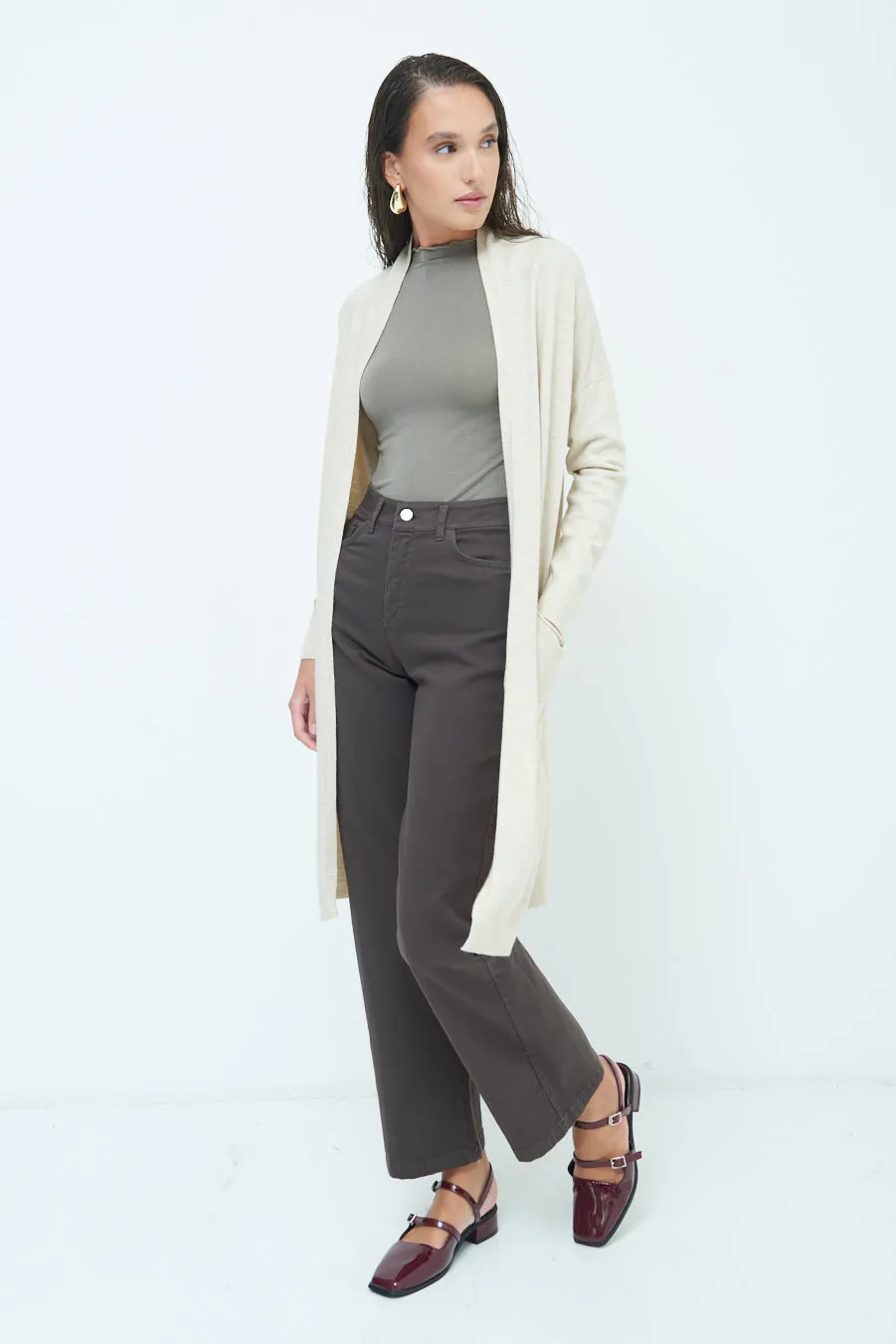 Cozy longline open-front cardigan wholesale