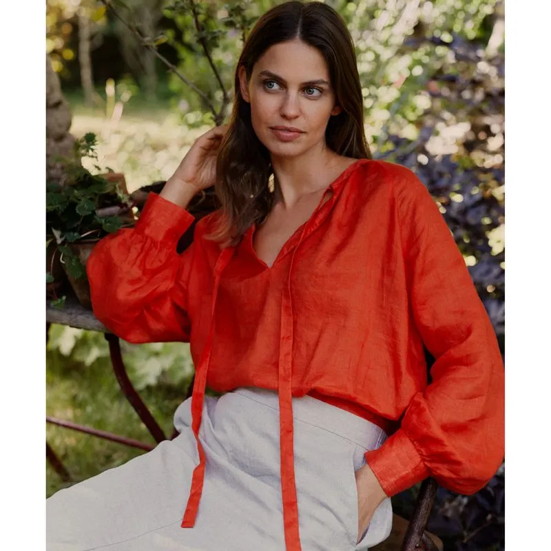 Dortea Linen Top in Orange