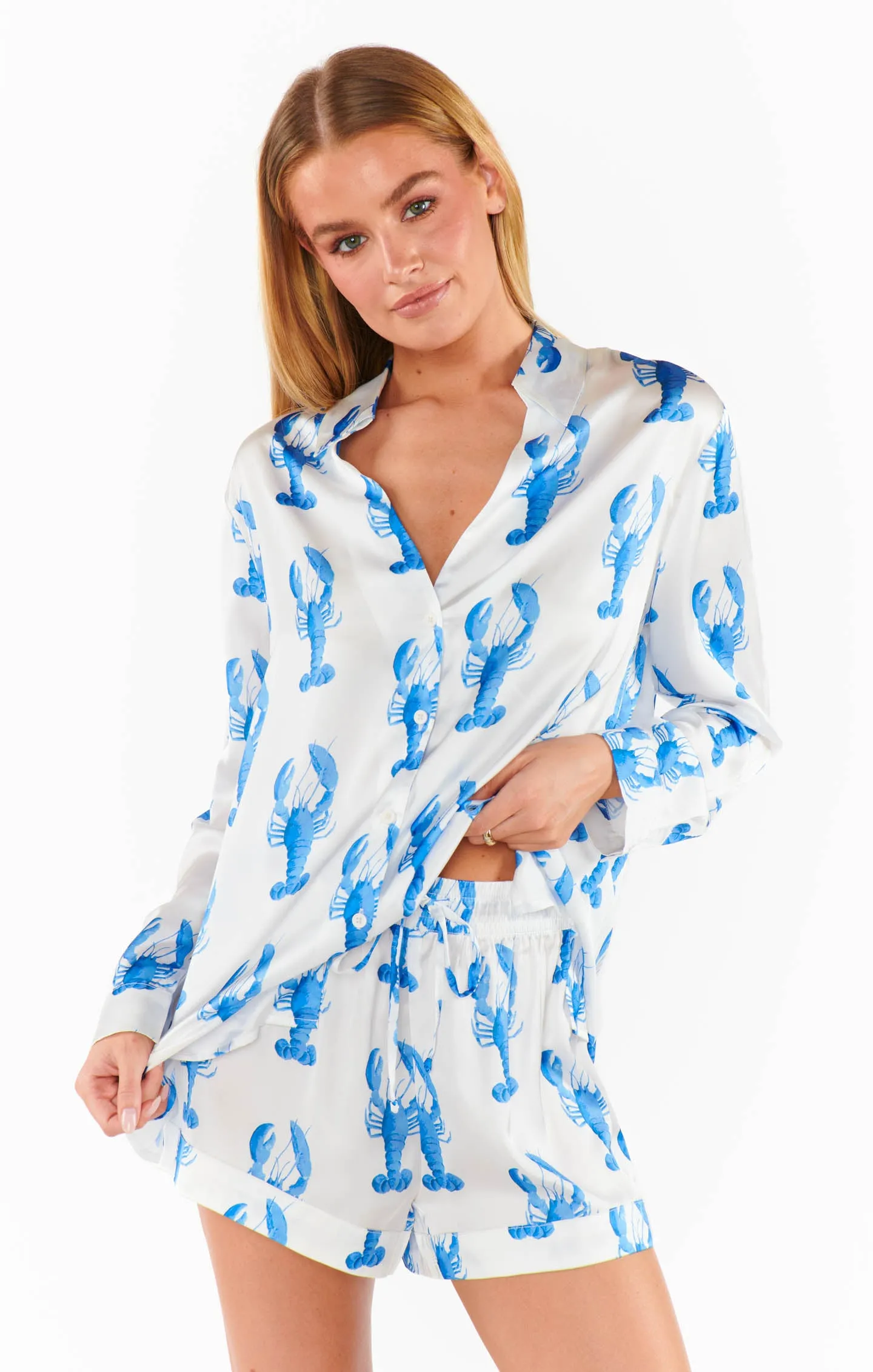 Early Riser PJ Set ~ Hamptons Lobster Silky