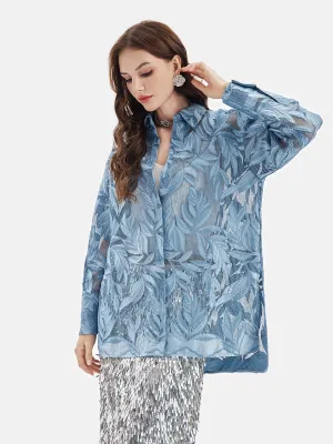 Embroidered Sheer Leaf Shirt