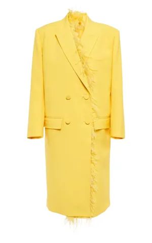 Feather-trimmed Virgin Wool Trench Coat