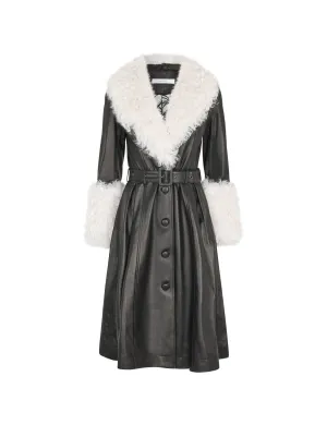 Foxy Shearling Coat — Black / Cloud