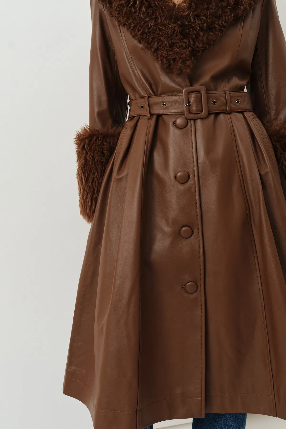 Foxy Shearling Coat — Walnut