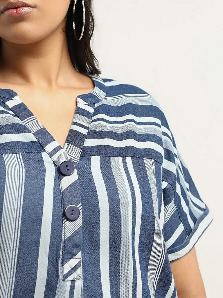 Gia Blue Striped Top