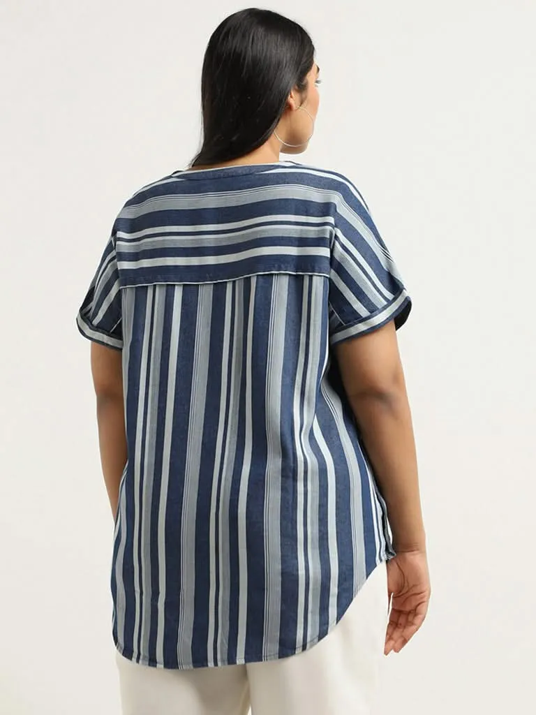 Gia Blue Striped Top