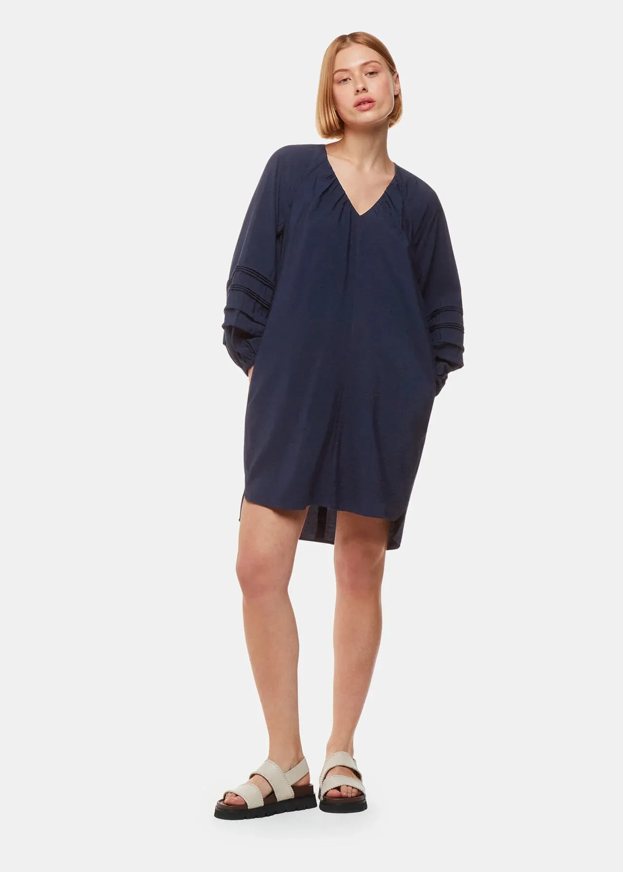 Grace V Neck Dress in Navy