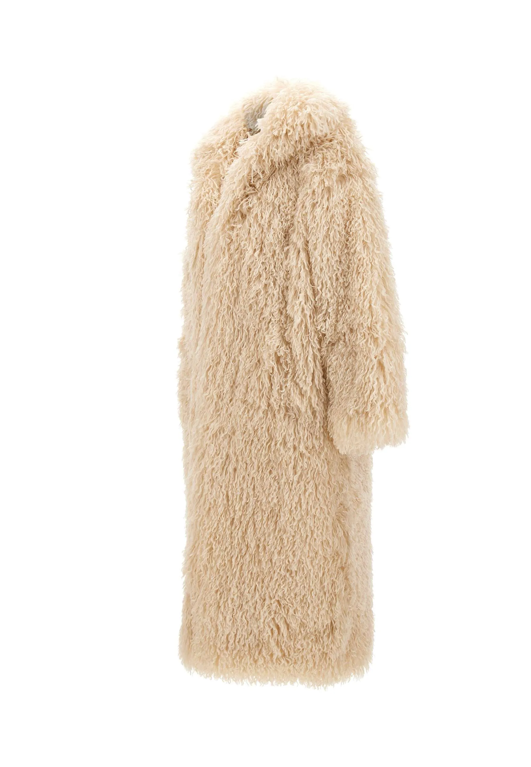 Kilah Cream Synthetic Fur Coat