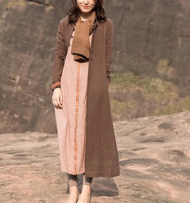 Linen Loose Long Sleeve Autumn Women Shift Linen Dresses S90921