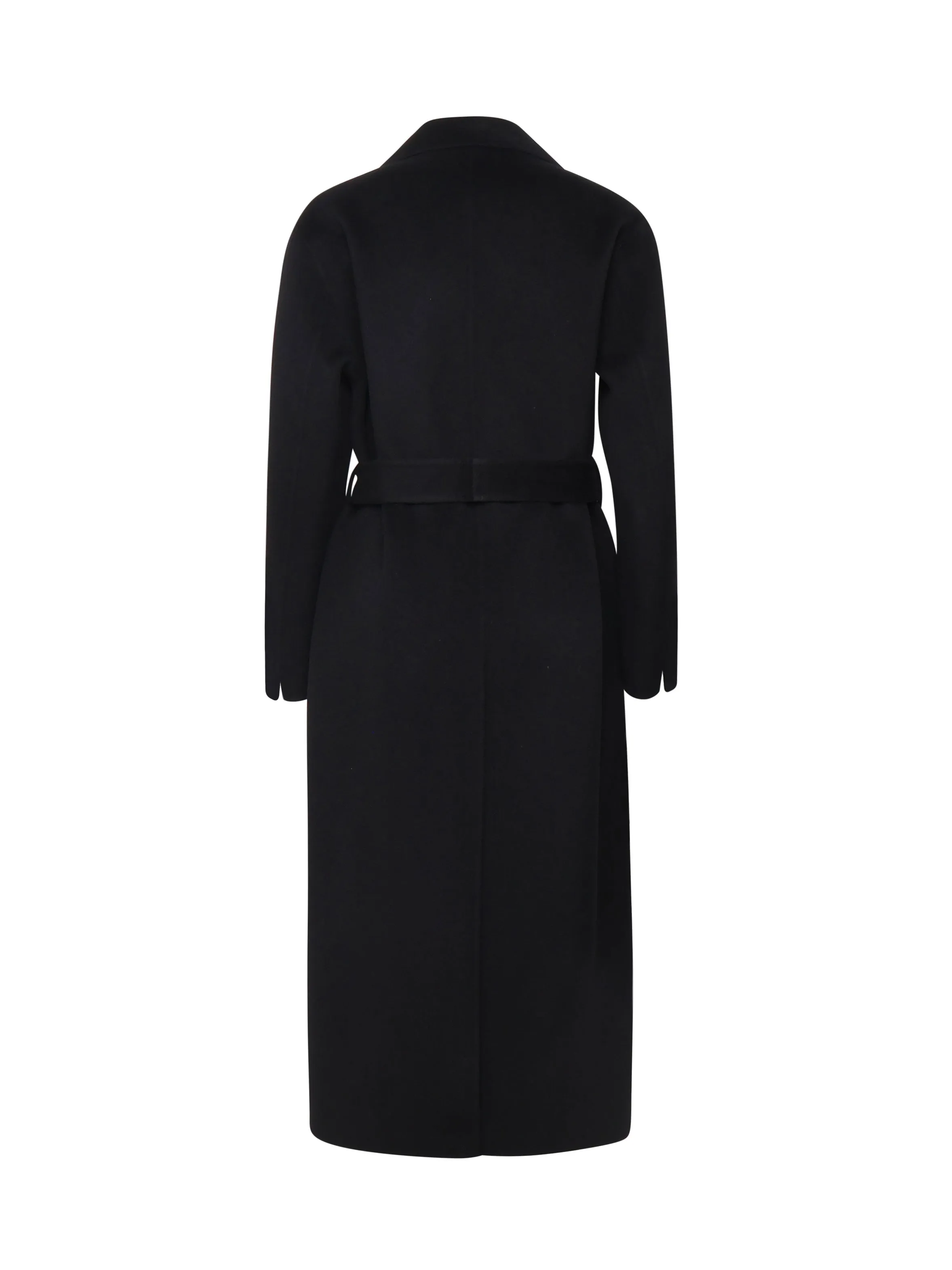 Long Black Cloth Coat with Pockets