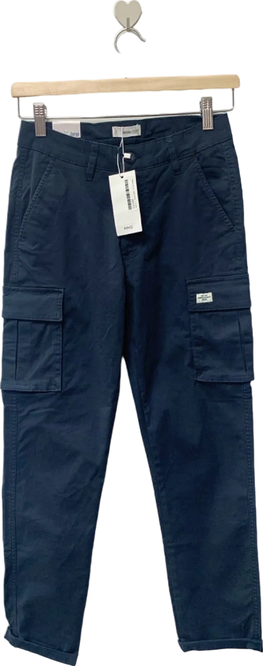 Mango Navy Blue Cargo Trousers XS