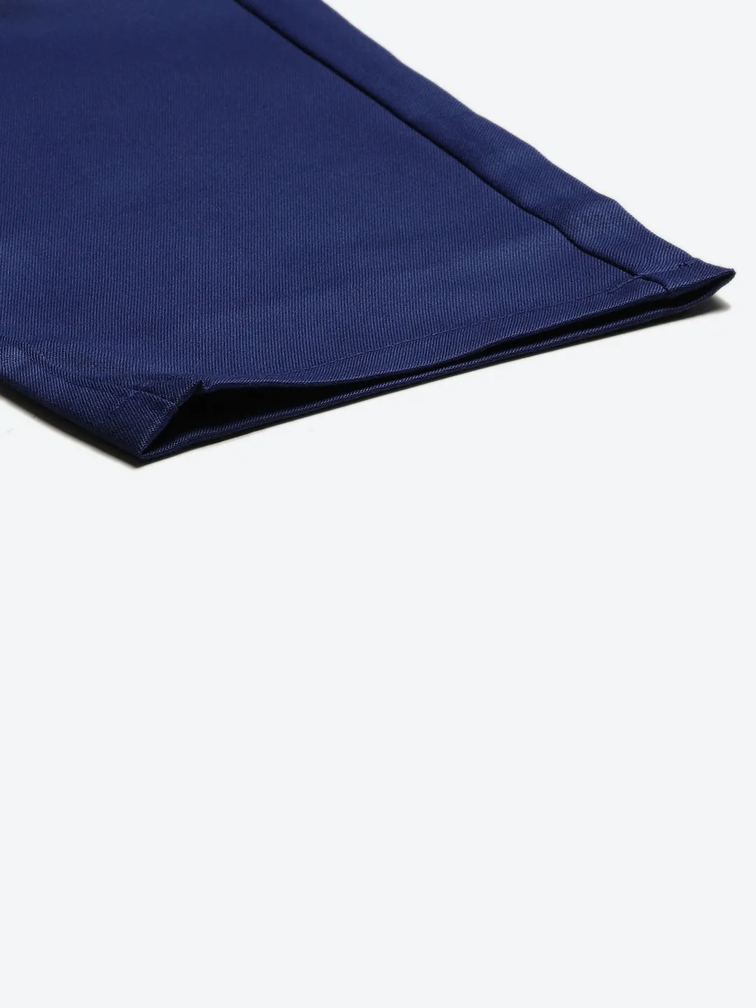 Men's Cotton Blend Royal Blue Solid Formal Trousers - Sojanya