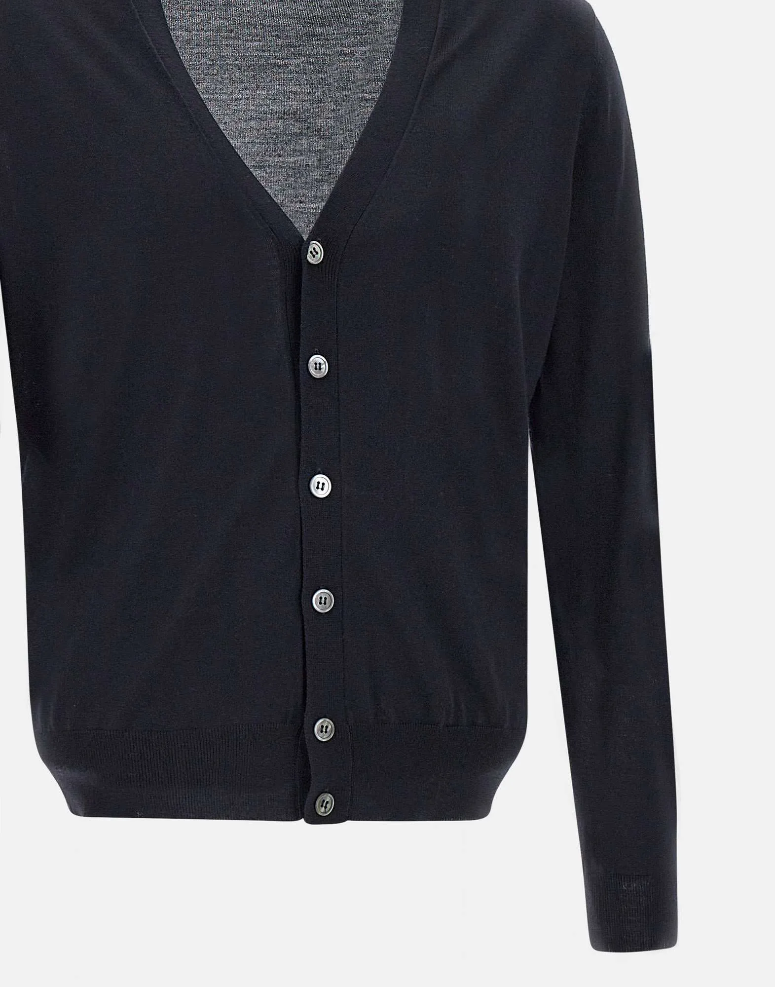 Men's Merino Wool Cardigan in Navy Blue