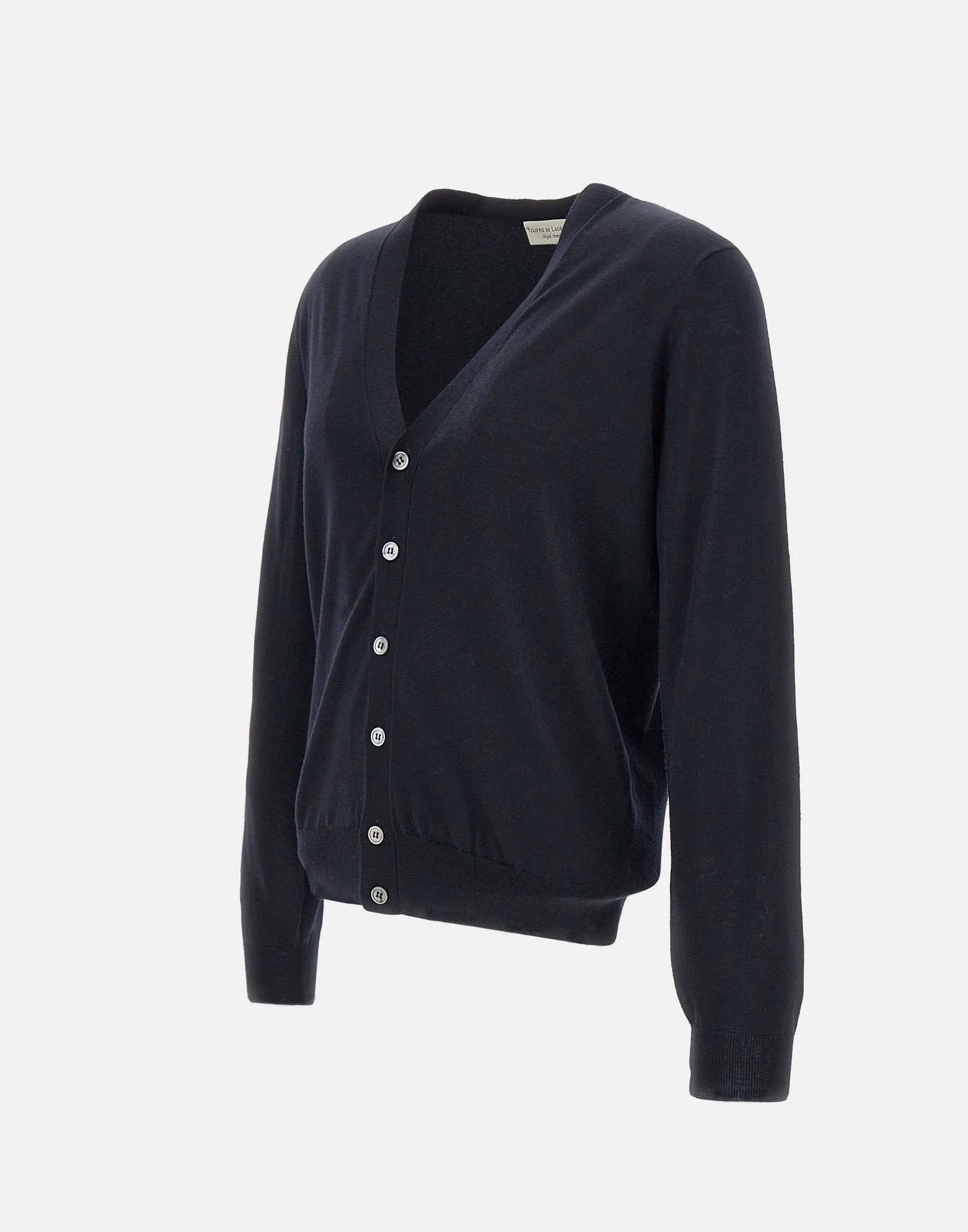 Men's Merino Wool Cardigan in Navy Blue