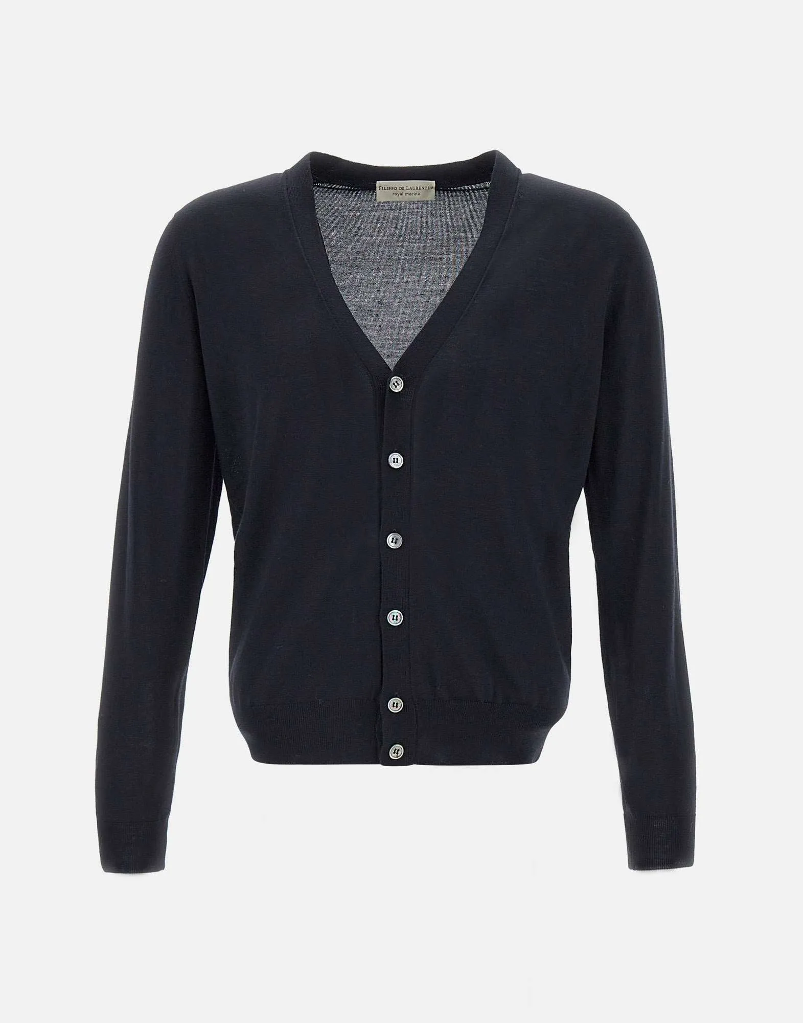 Men's Merino Wool Cardigan in Navy Blue