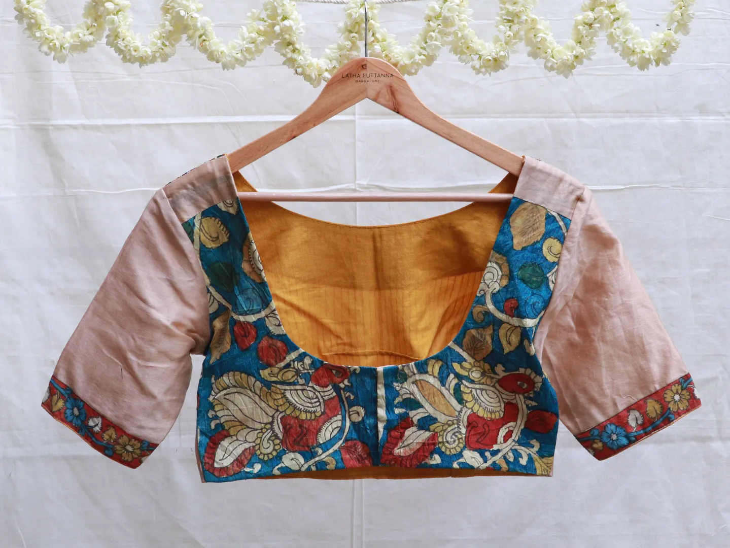 Mustard Karnataka silk, Hand embroidery blouse