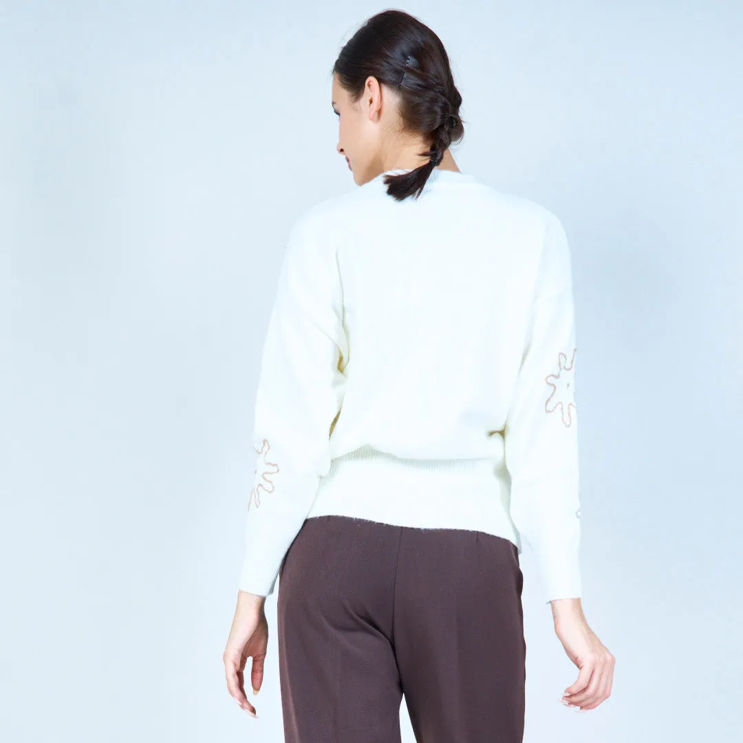 Nature-inspired embroidered sweater wholesale