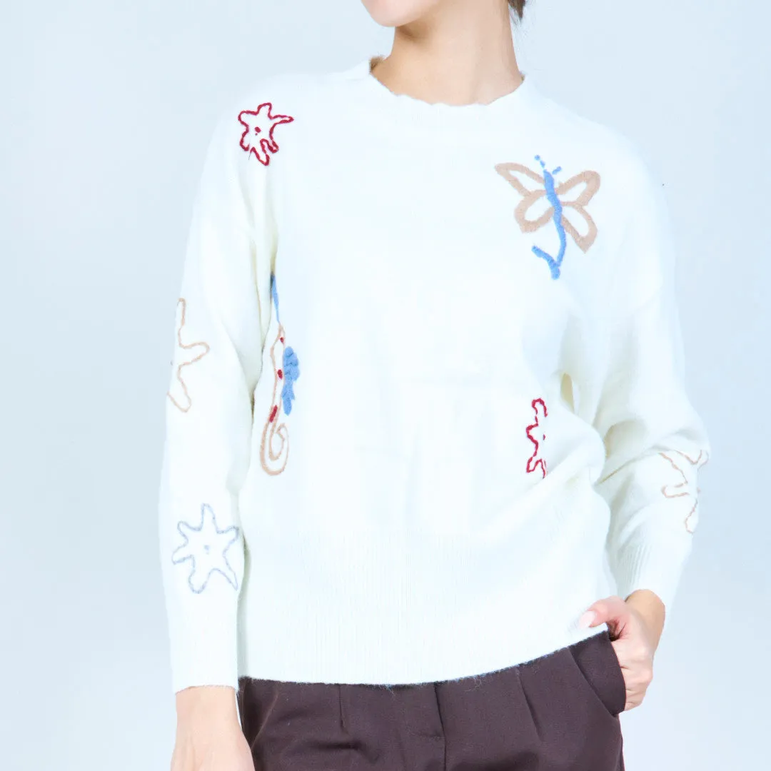 Nature-inspired embroidered sweater wholesale