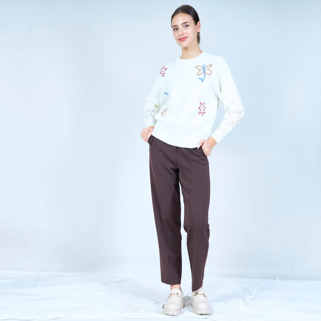 Nature-inspired embroidered sweater wholesale