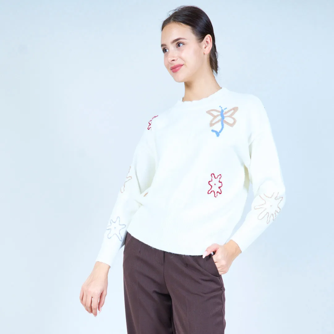 Nature-inspired embroidered sweater wholesale