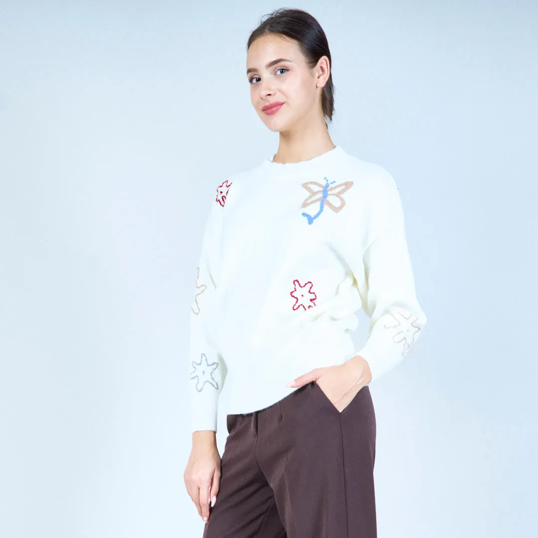 Nature-inspired embroidered sweater wholesale