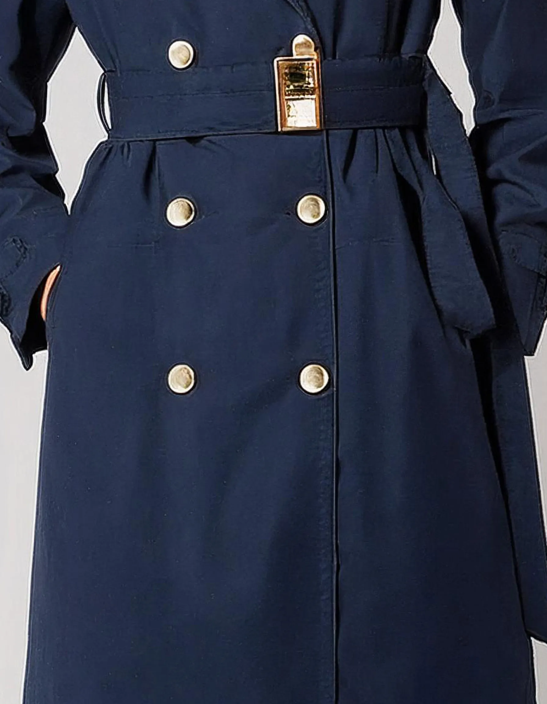 Navy Double-Breasted Trench Coats