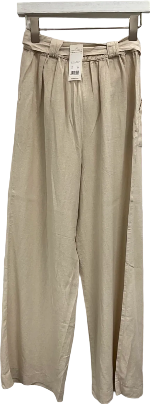 New Look Beige Wide Leg Trousers UK 8