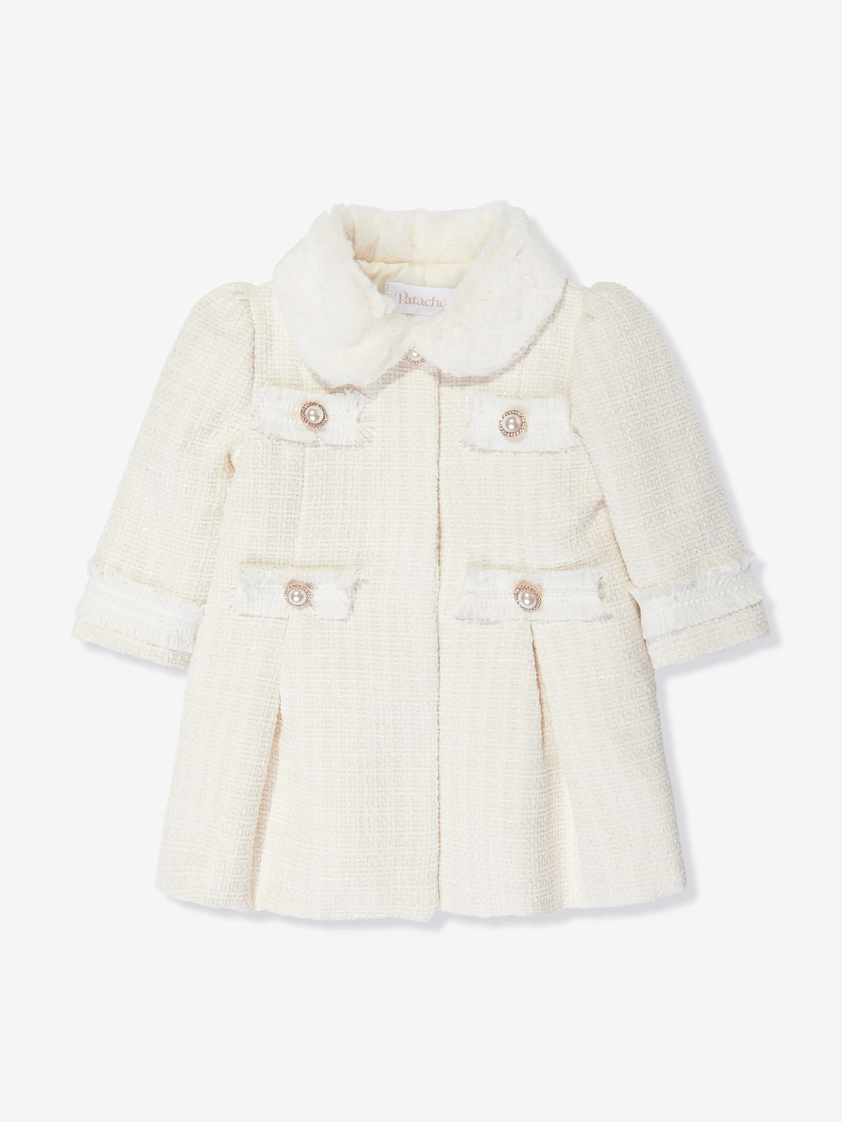 Patachou Baby Girls Tweed Coat in Ivory