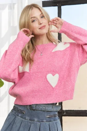 Pink Heart Shape Sweater