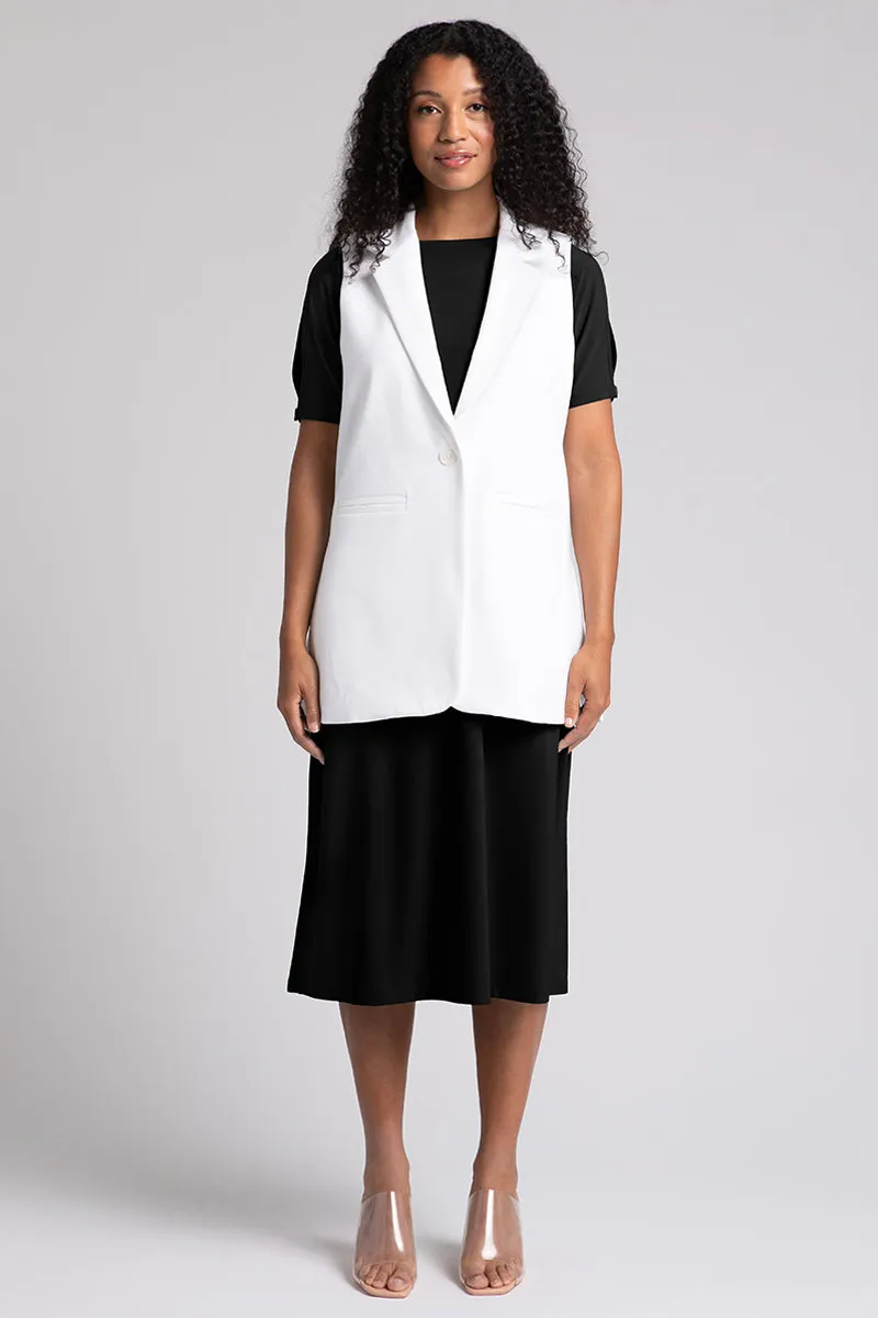 Ponte Sleeveless Jacket | White