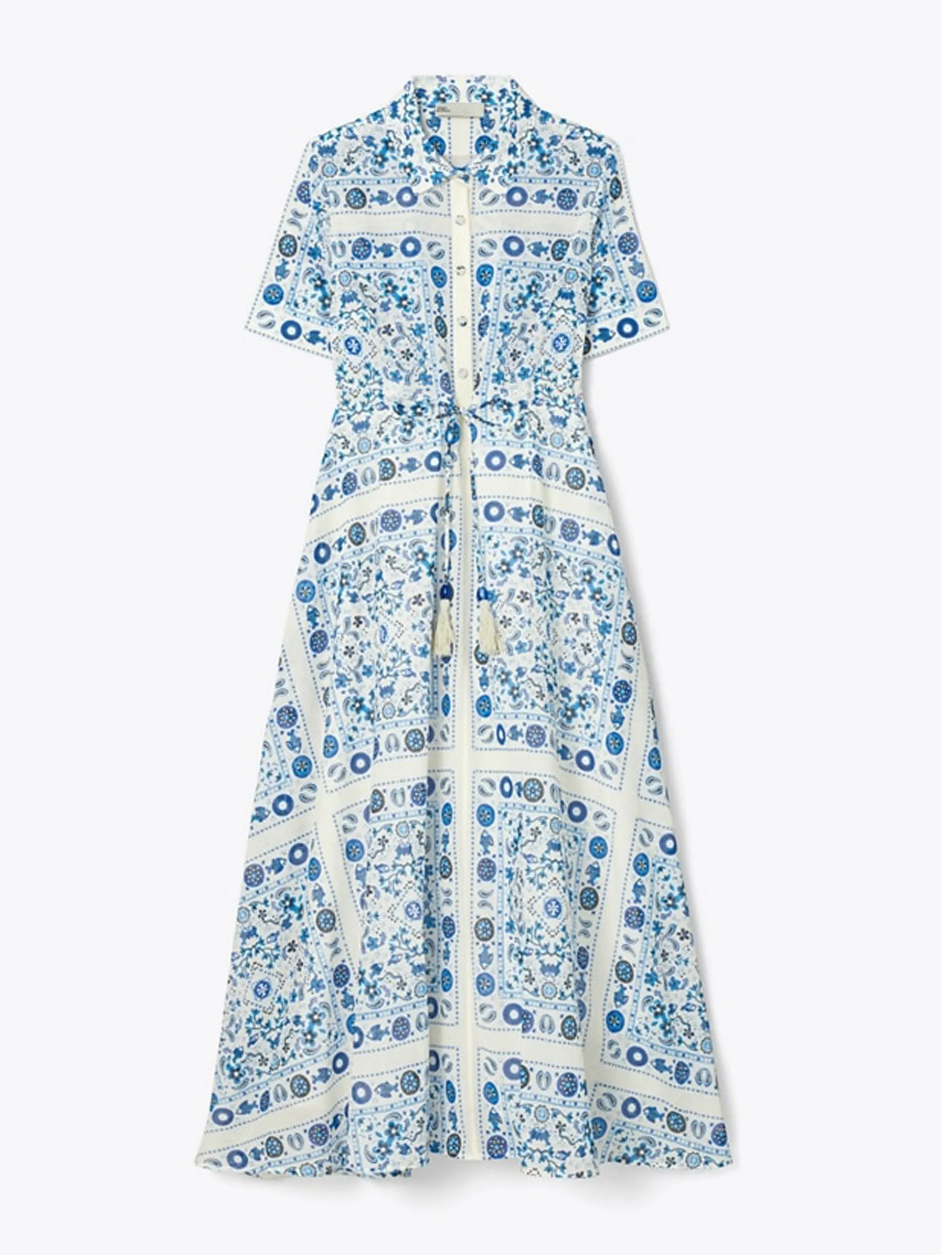 Printed cotton shirt dress