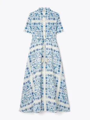 Printed cotton shirt dress